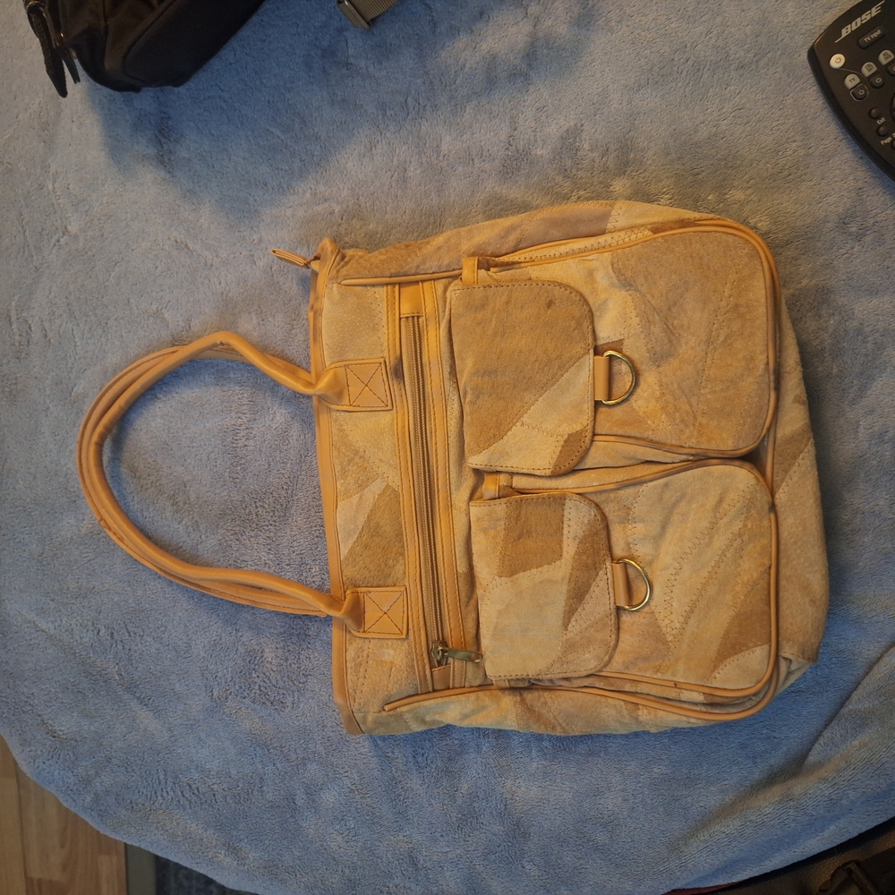 Stylish Tan and Cream Tote Bag